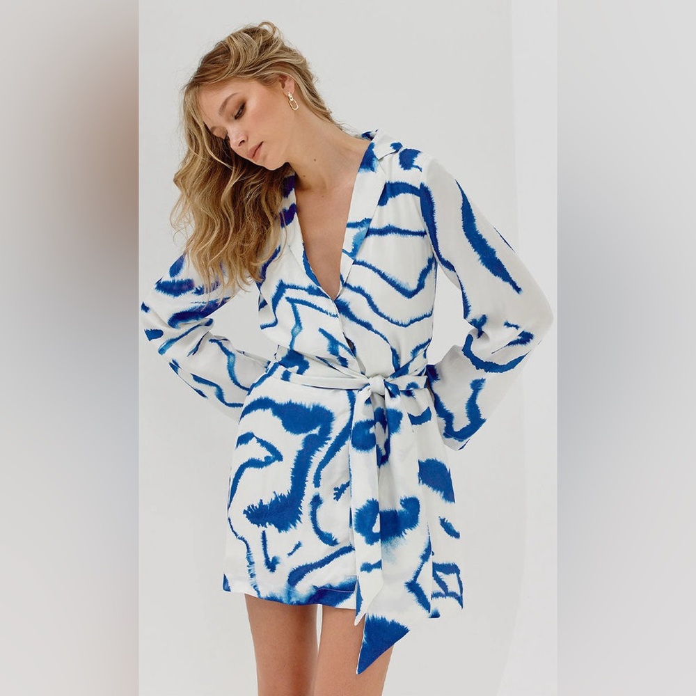 SOVERE V-Neck Wrap Dress In Blue Tide (Bought at Anthropologie)